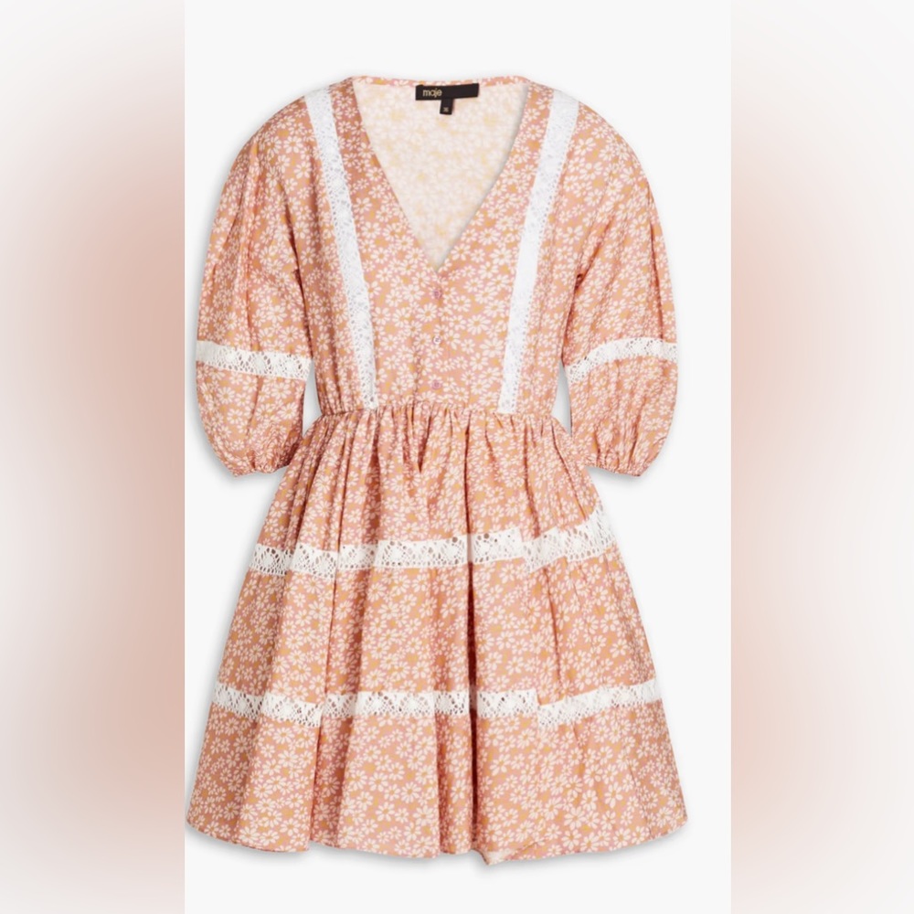 MAJE Rayanik Daisy-Print Woven Mini Dress